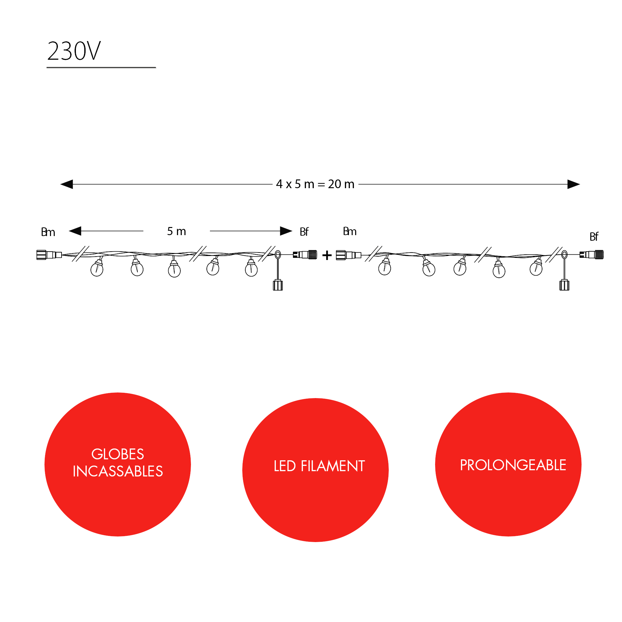 Guirlande guinguette Tradition filament